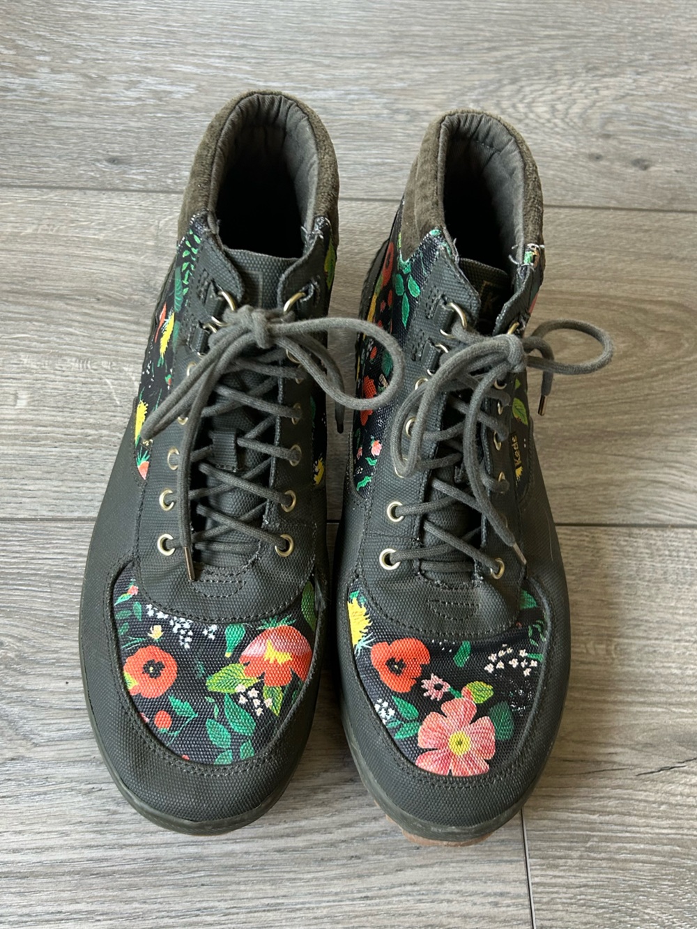 KedsXRifle Paper Co. Scout Olive Green Floral Water Resistant Boots Size 11